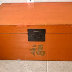 Vintage Chinese camphor laquered wood trunks