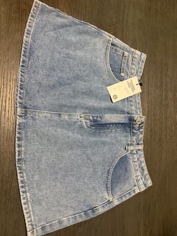 Light Wash Denim Mini Skirt Size L