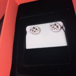 Iced Out Oval Earrings Nugget Style