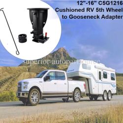 C5G1216 12"-16" Adjustable Height Cushioned 5th Wheel to Gooseneck Adapter for Camper/RV/Trailer's Kingpin Box, Fifth Wheel to Gooseneck Coupler Towin