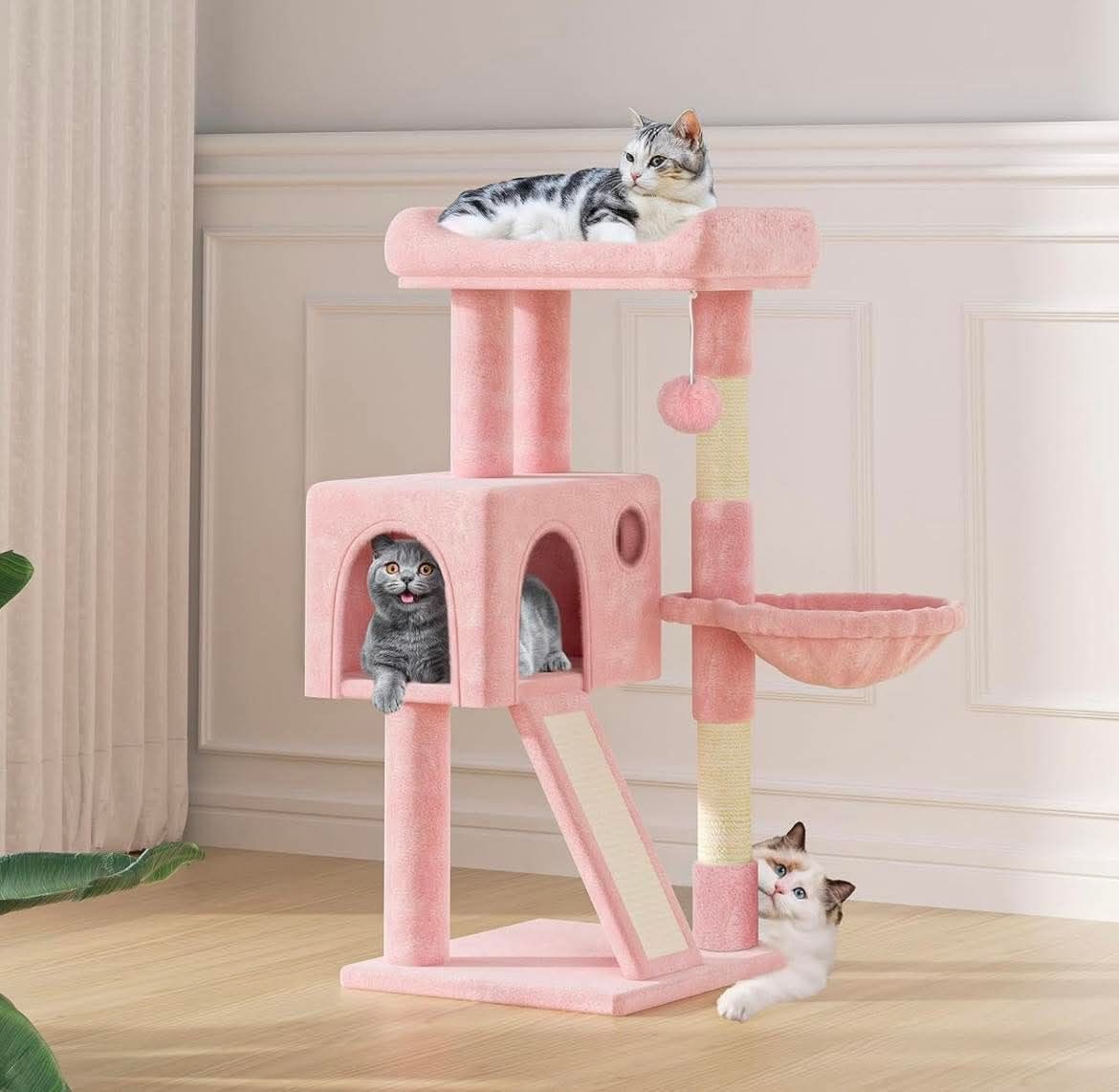 Cat Tree, 36 Inch Cat Tree Tower with Cat Condo, Small Cat Tower with Scratching Post and Sisal Covered Scratching Board, Climbing Tower for Cats