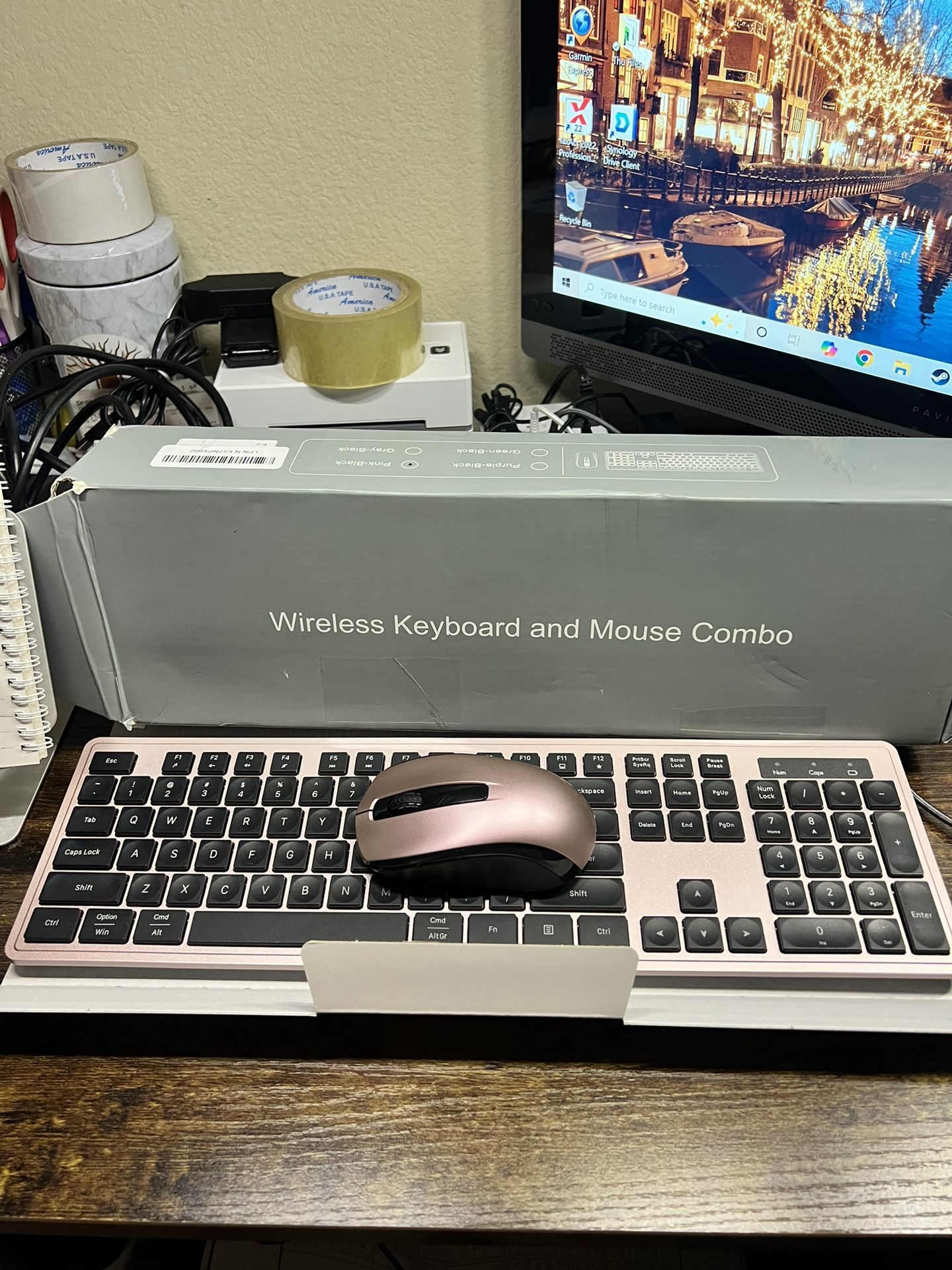 Wireless keyboard And Mouse 2.4 GHz Combo In Pink-Black Color Full Size Note: new opened box