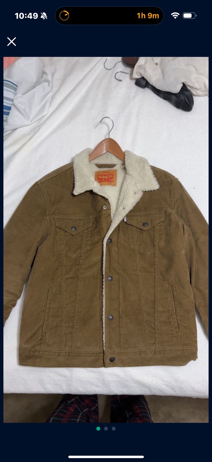 Levi Brown Sherpa Jacket Men Size L