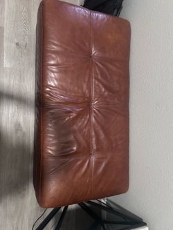 Real leather ottoman