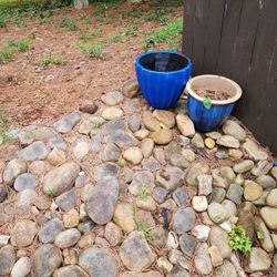 2 blue flower Pots, No cracks. Only One left. 