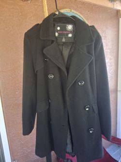 Body Central Black Double-Breasted Wool Coat