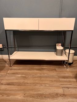 White and Chrome Console Table with Storage