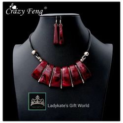 Crazy Feng Vintage Statement Jewelry Sets  RED