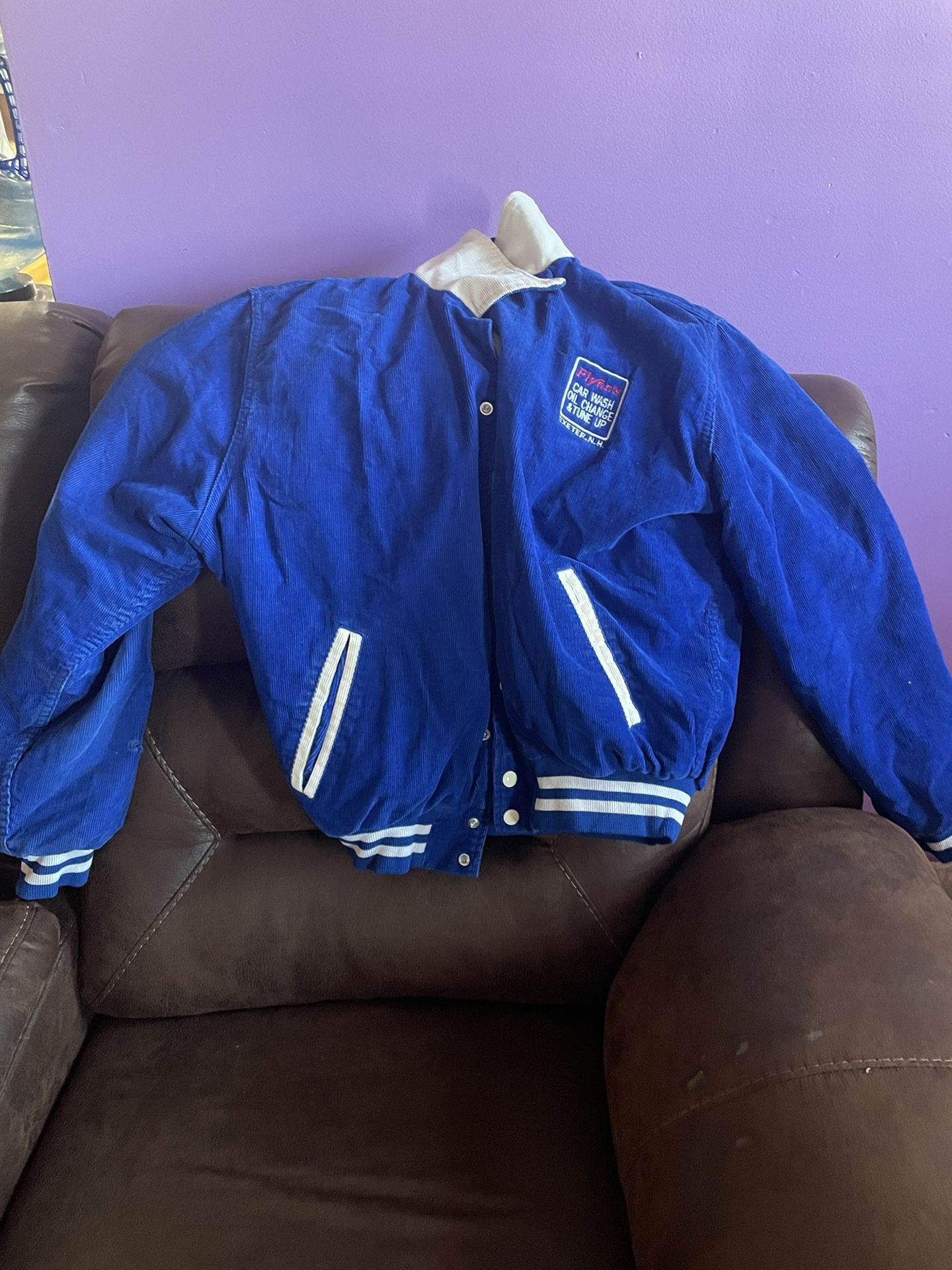 Vintage Blue Corduroy Bomber Jacket 