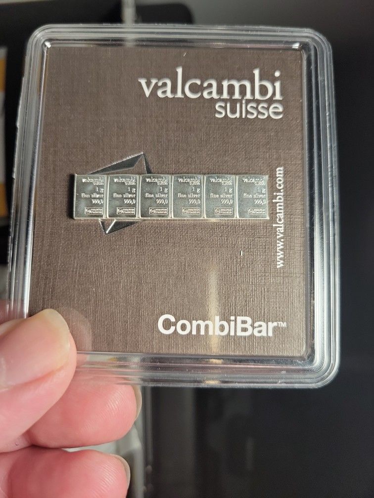 6 GRAM .999 Pure Silver Bars Valcambi Brand Tear Apart Bars 6x 1g Bars
