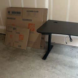 Free Standing Table And Moving Boxes 