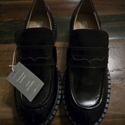Womens H&M Black Loafers with Chunky Platform Sole