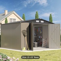 $380 FIRM!!!  10’x8’ Brown Metal Storage Shed UNSURE if it has base.
