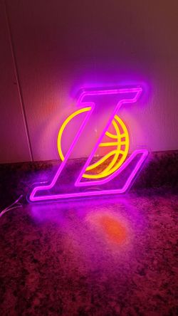 Los Angles Lakers Basketball LED Neon Sign With Dimmer USB Powered Light