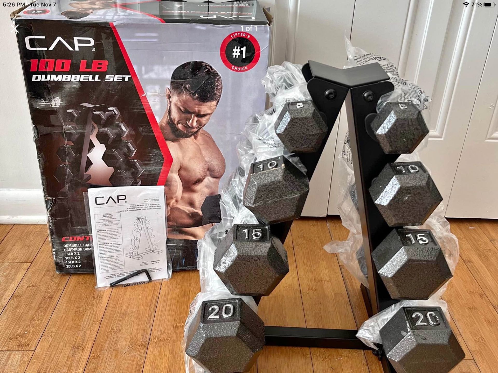 5 10 15 20.lbs X 2 Dumbbell Set With Rack 