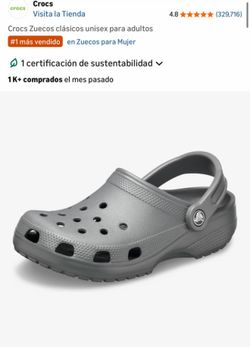 Crocs Classic Gray Clog Slip-On Shoes US 7 Synthetic Upper Round Toe New