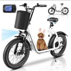 Caroma Peak 800w Electric Scooter Adults 20"X3" Fat Tire, 20 MPH Top Speed & 30 Miles Range, Off-Road E Scooter w/Adjustable Seat & Grocery Bag, Folda