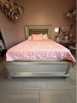 Queen size bed frame with box. No mattress