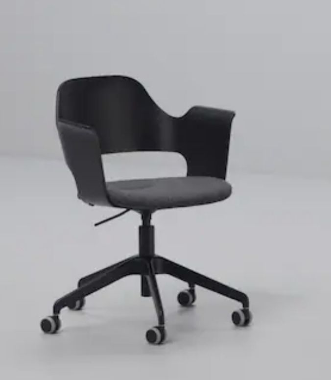 IKEA FJÄLLBERGET Conference chair with casters, black stained ash veneer/Gunnared dark gray Lo