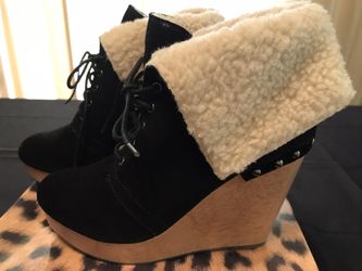 *NEW* Naughty Monkey - Black Wedge Boots