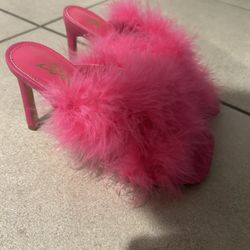 Pink 6 1/2 Liliana Fluffy 2 inch heels 