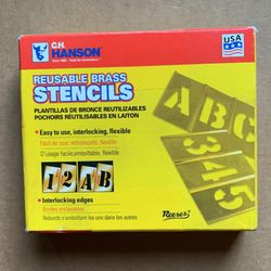 C.H. Hanson Stencil Set-Letter/Number 2" Reusable Brass 45Pcs.