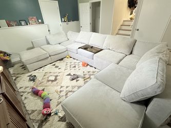 Lovesac Sactional – Large Custom Setup | Sky Grey Corded Velvet | Tons of Extras