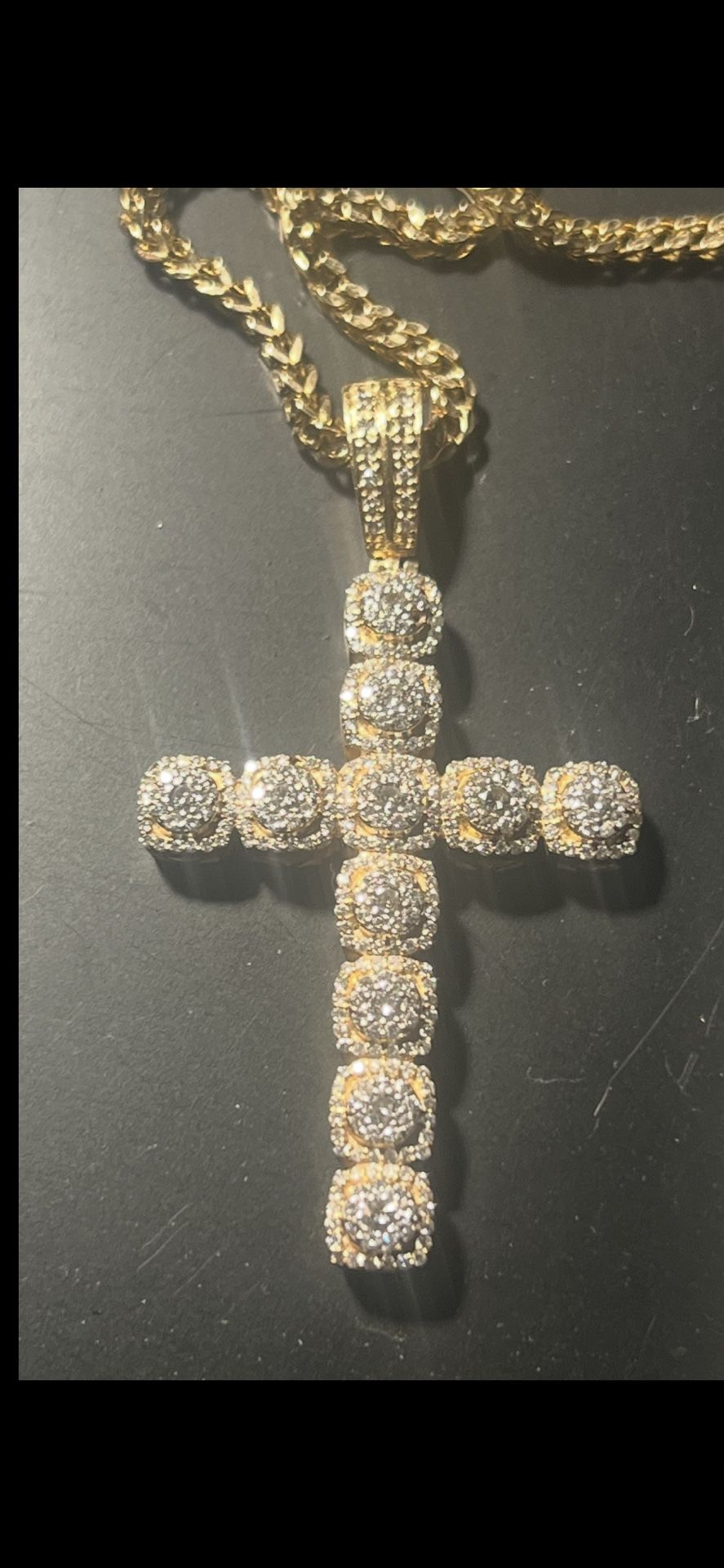 Diamond Cross And Gold Chain Earring