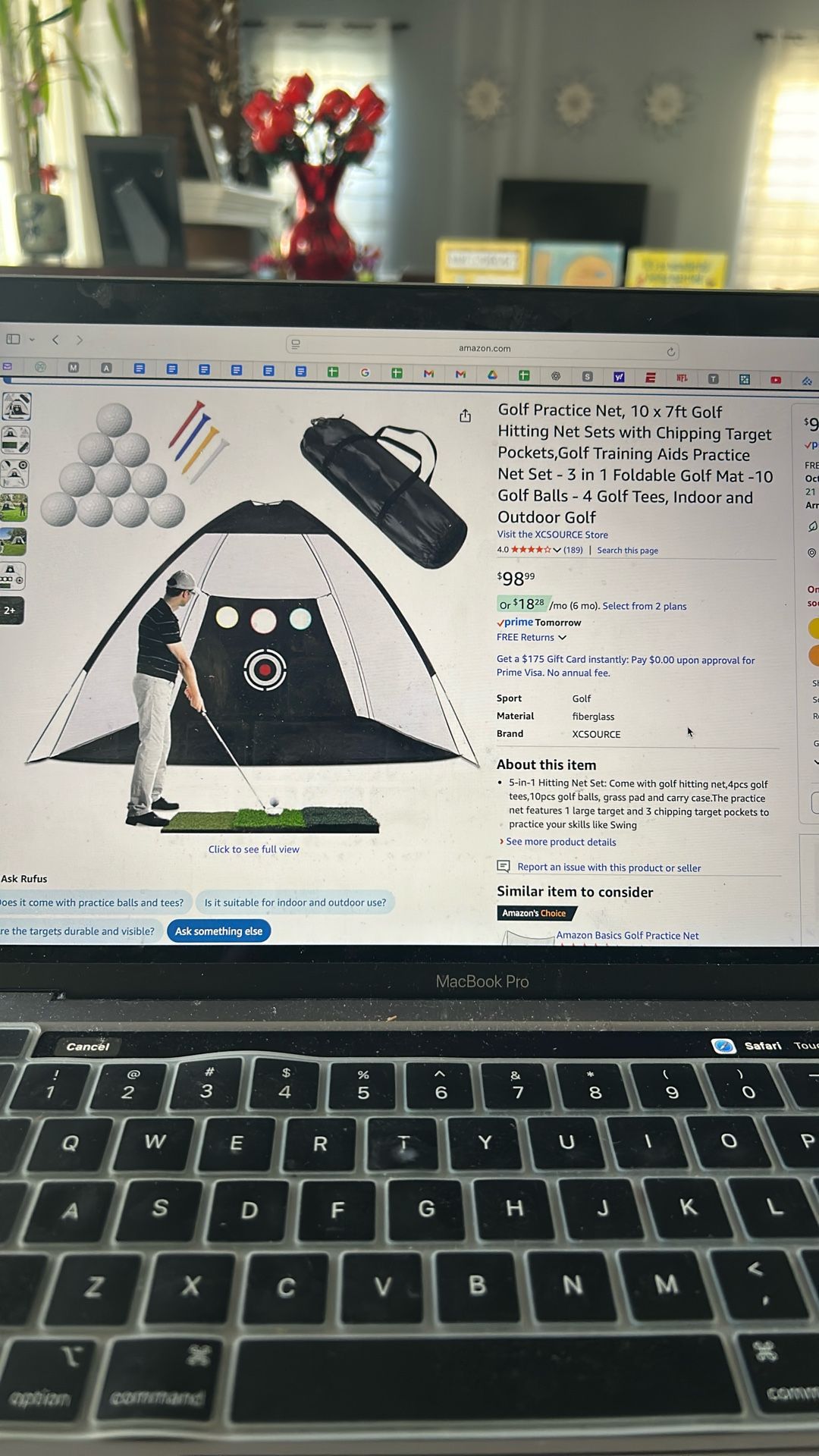 Golf Practice Net 10’ X 7’ With Chipping Target Pockets