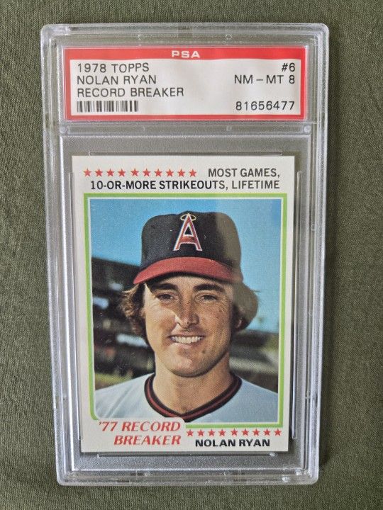NOLAN RYAN 1978 Topps "Record Breaker" #6 PSA Graded Card NM-MT 8 MLB California Angels
