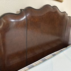 Studded Leather Herendon Queen Bed Frame