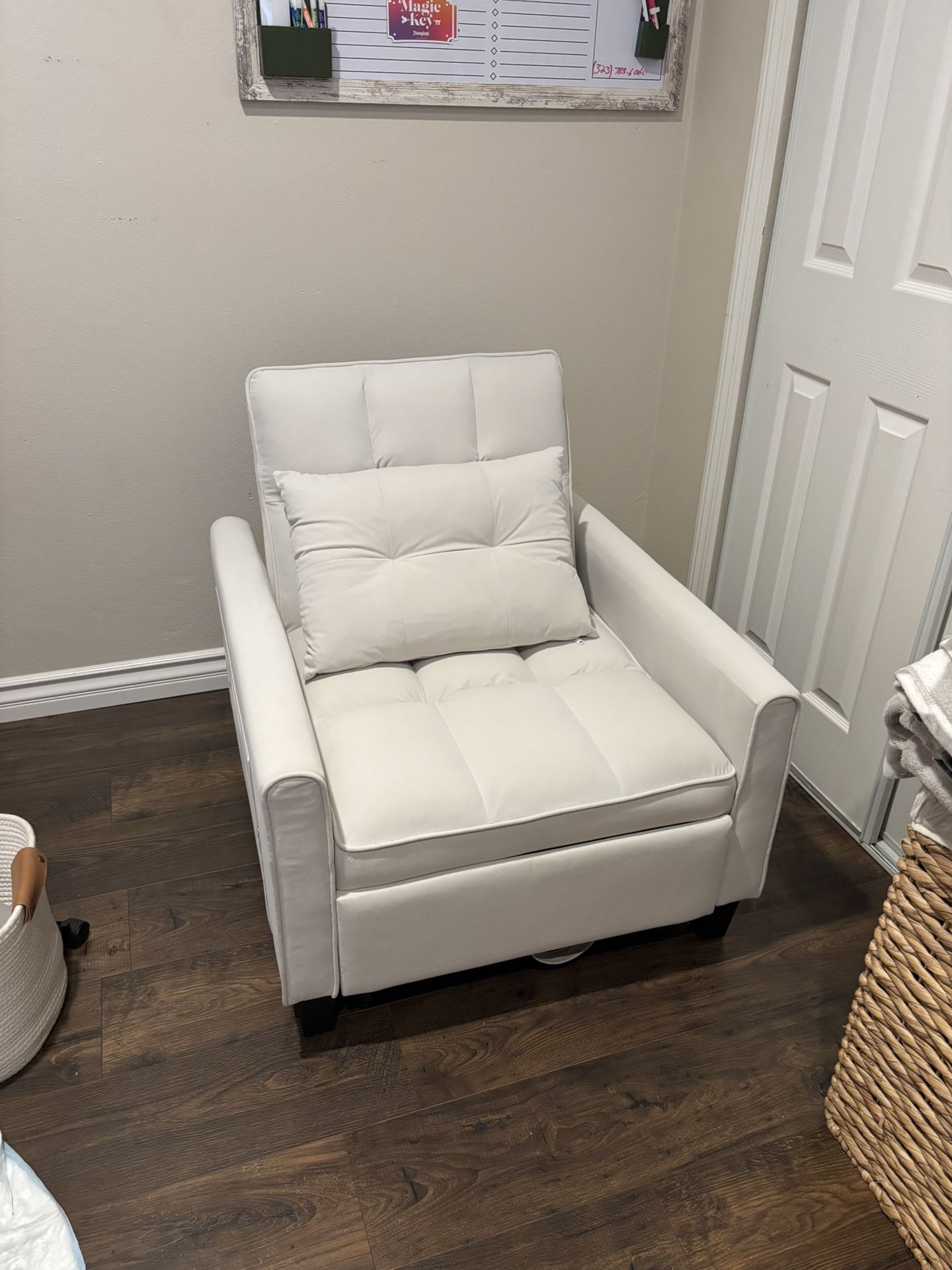 Convertible Sofa Bed, 3 In 1 Sleeper Chair, Beige
