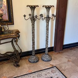 Tall Tuscan Candelabras, Gorgeous Gold Color.