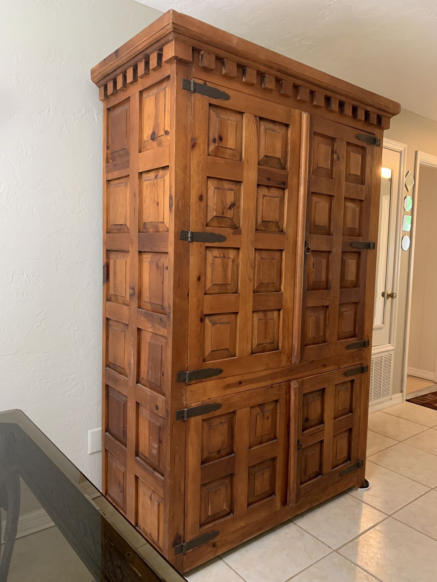 Rustic Mexican Armoire Solid Pine Wood