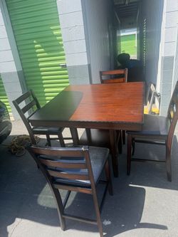 Dark Wood Dining Table with 4 Chairs