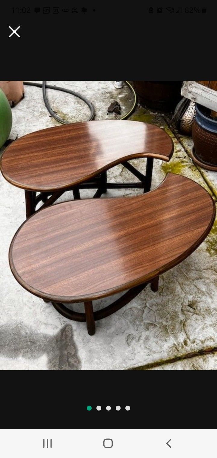 2 Mid Century, Tear drop Shaped Tables
