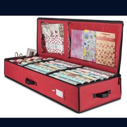Premium Christmas Wrapping Paper Storage Bag with Interior Pockets - Fits 24 Rolls, Christmas Decoration Storage Box