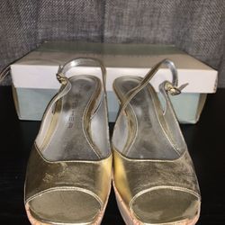 Gold Leather Wedges