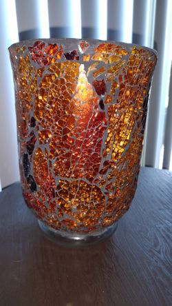 Beautiful ombre colored tall large candle glass holder