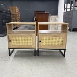 2 Beautiful Light Wood Rattan Nightstands / Nightstand Set / End Tables / Side Tables  