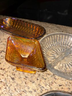 Glass tray & bowls