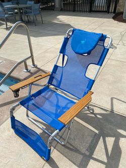 Ostrich The Original 3N1 Lightweight Outdoor Beach Lounge Chair w/ Footrest, Blue