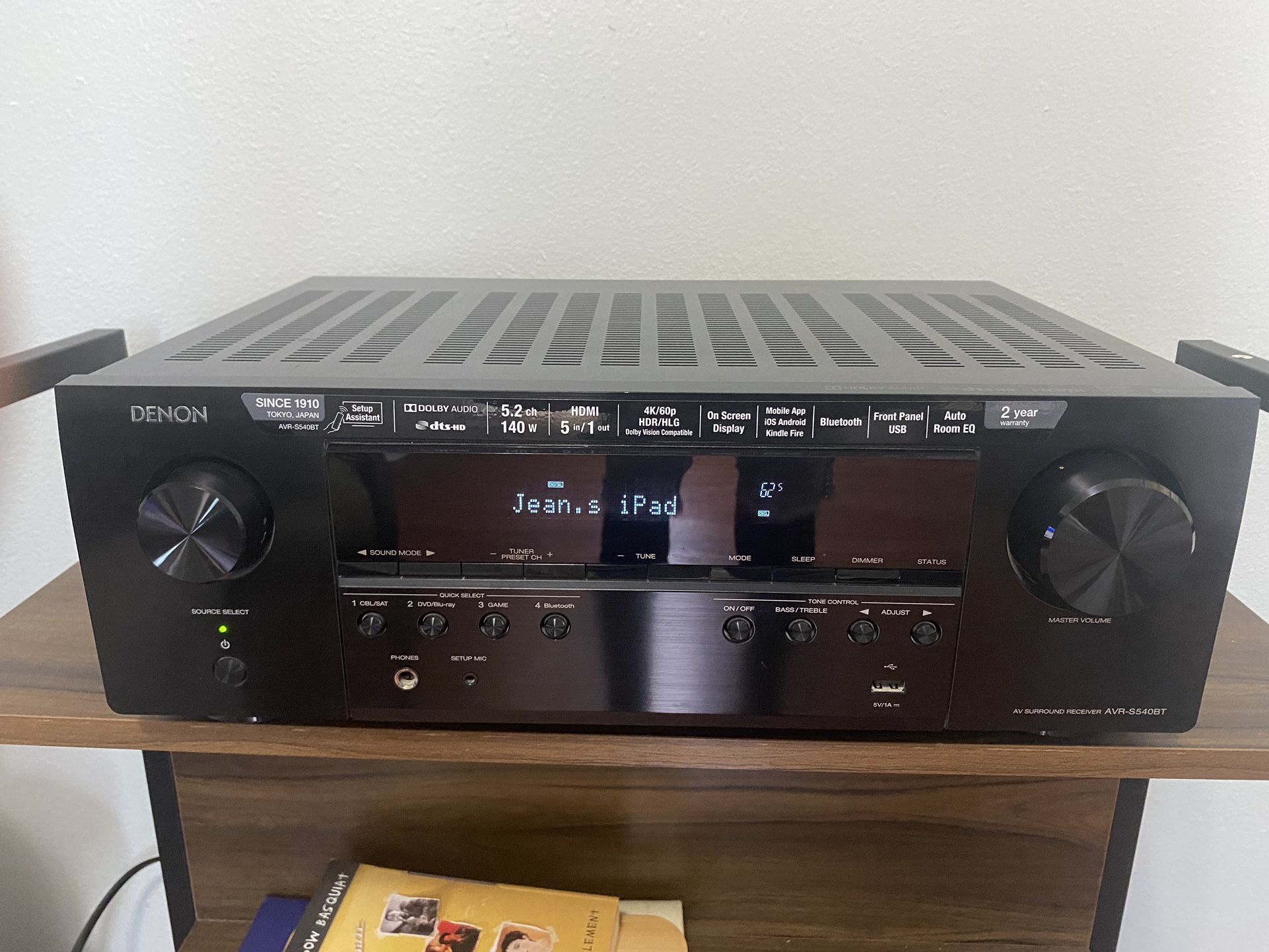 Denon AVR-S540BT 5 Channel Ultra 4K Receiver