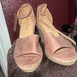 Pink And Beige Wedges 
