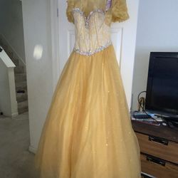 Disney Royal Ball Quinceńera Dress size 12 / Gold /white  