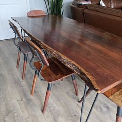 8+ Person Live Edge Dining Table And Chairs Set