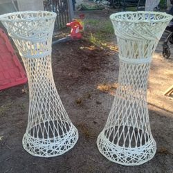 Set Of Mid Century Rare Russell Woodard Spin Fiberglass 37" Planters / Plant Stands