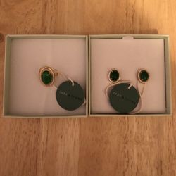 Ring & Earrings With Swavorski Crystals Jade & Stone 