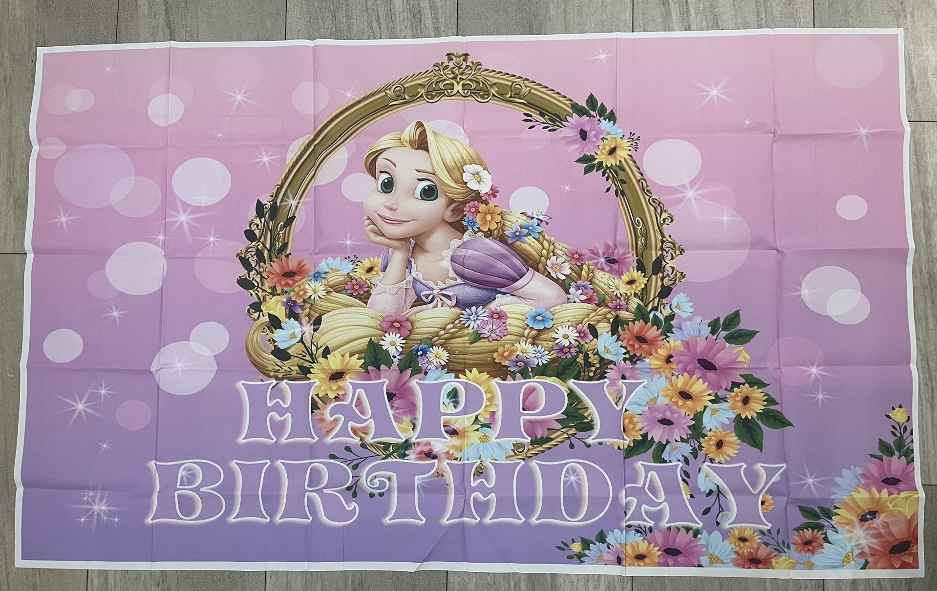 Princess Rapunzel  Birthday Party Decorations Yellow Background for Party Cake Table Decorations Tangled Theme Banner 5x3ft