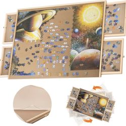 1000 Piece Wooden Jigsaw Puzzle Board - 4 Drawers